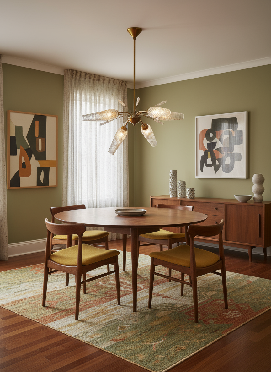 Lustre vintage en laiton et verre taillé – Italie, années 50