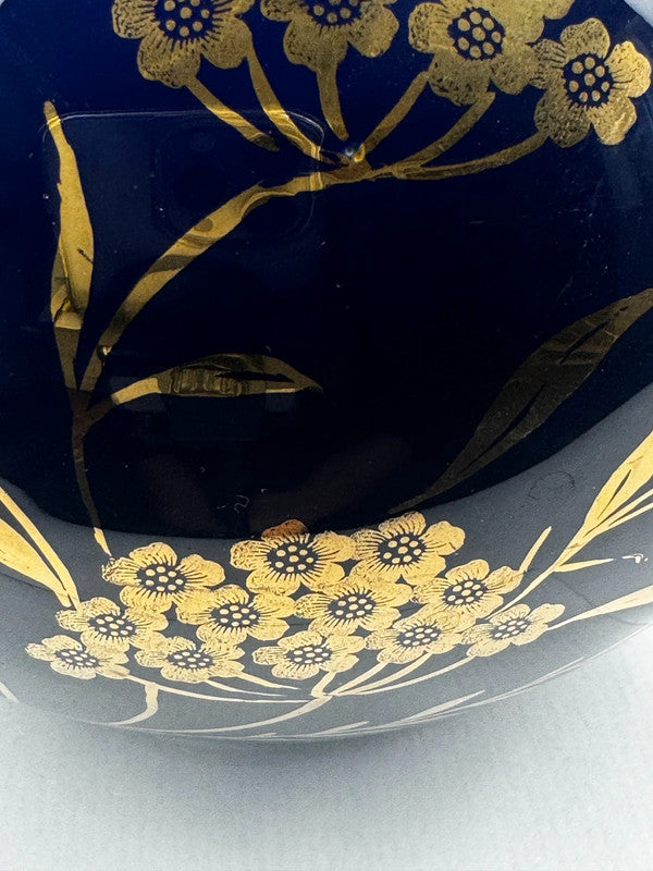 Vase Boule Bavaria "Echt Cobalt" | Porcelaine Bleu Or 22k | Vintage 60s 70s