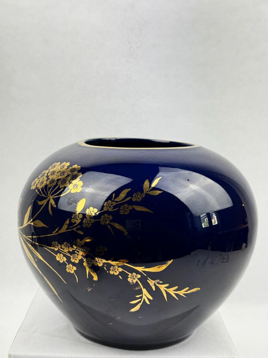 Vase Boule Bavaria "Echt Cobalt" | Porcelaine Bleu Or 22k | Vintage 60s 70s