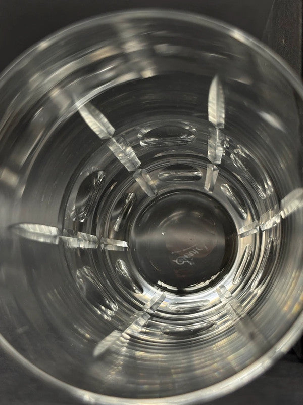 4 verres à eau en cristal de Sèvres 14,5 cm modèle taillé à facettes et pastilles