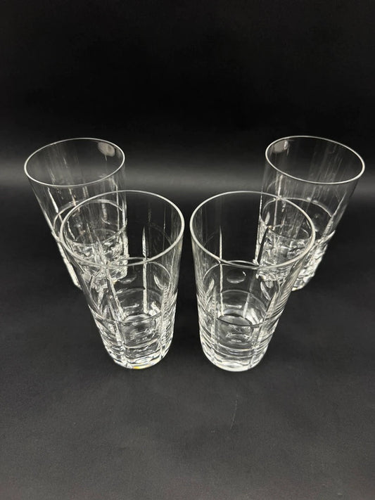 4 verres à eau en cristal de Sèvres 14,5 cm modèle taillé à facettes et pastilles