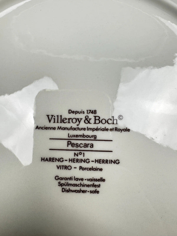 Villeroy & Boch Pescara Service porcelaine poissons bleus 6 assiettes + plat