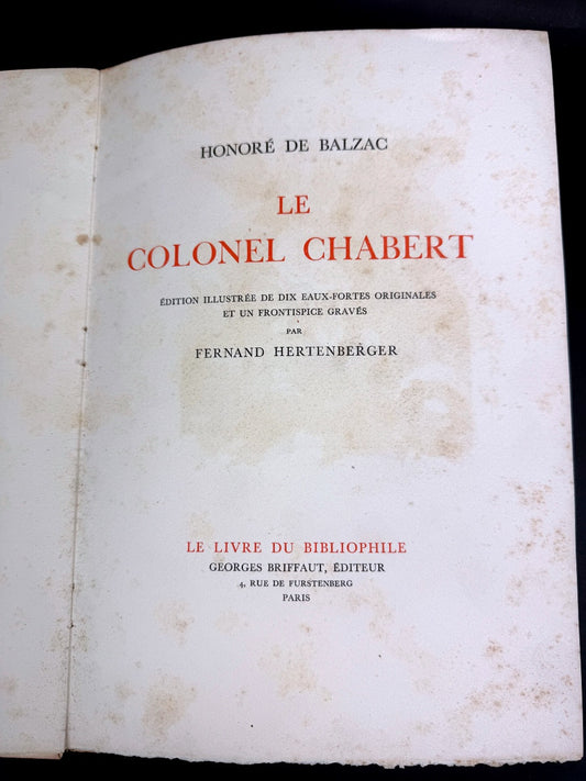 Balzac - Le Colonel Chabert, édition Briffaut 1929, illustré par Hertenberger