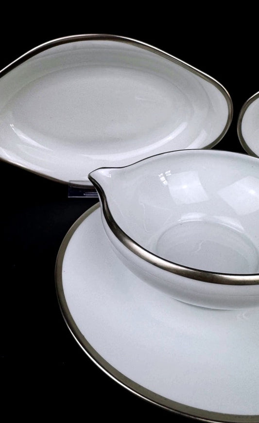 Raynaud, Fontainebleau Platine, une saucière et deux raviers