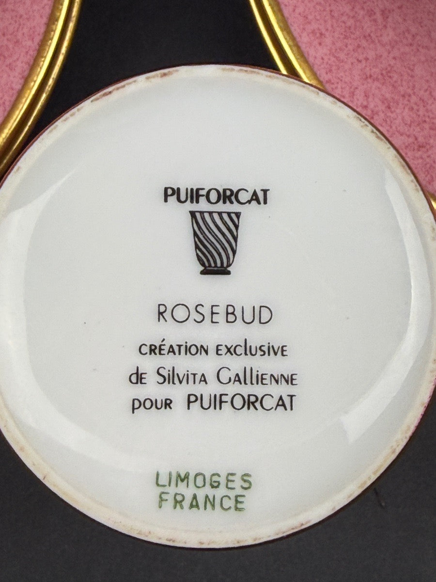 Puiforcat, suite de 6 tasses à café et 6 assiettes à dessert en porcelaine de Limoges