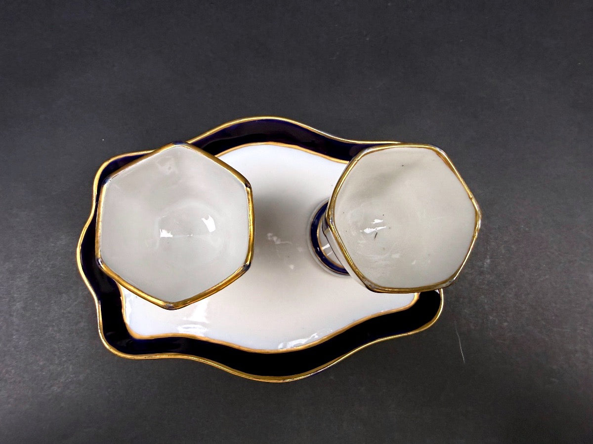 Camille Tharaud, plateau et 2 coquetiers en porcelaine de Limoges