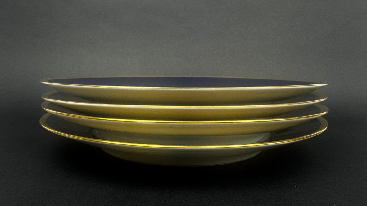 Haviland Limoges, suite de 4 assiettes Bleu Ambassade