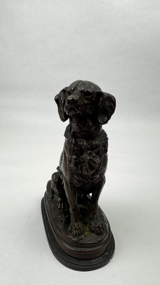 Bronze animalier signé Delabriere chien de chasse 16,5 cm