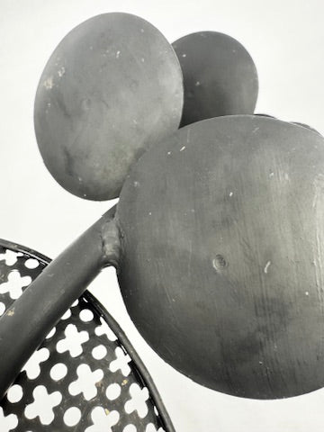 Chandelier sculpture en fer perforé motif trèfle style Mathieu Matégot 1950