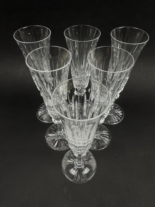 Série de 6 flûtes à champagne en cristal Saint-Louis – Modèle Tommy – Parfait ét
