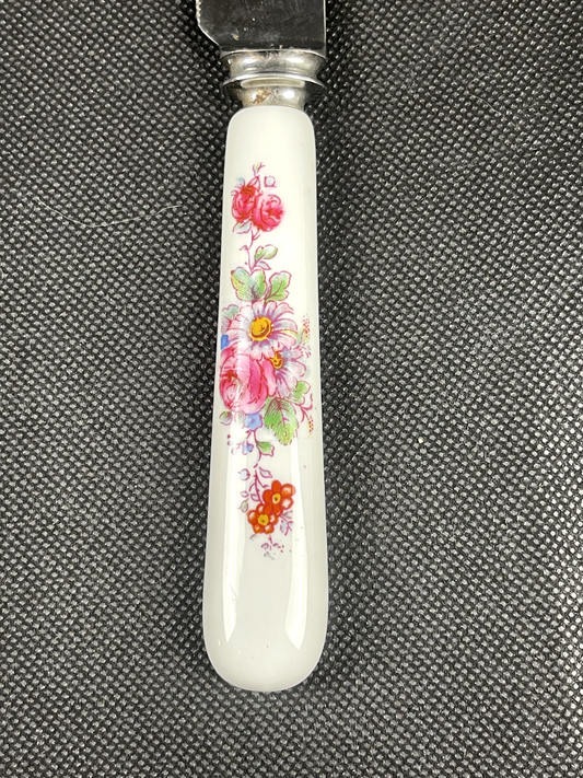 Couteau à pain manche porcelaine anglaise Royal Crown Derby