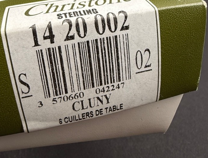 CHRISTOFLE argent massif suite de 6 cuillères à soupe modèle Cluny