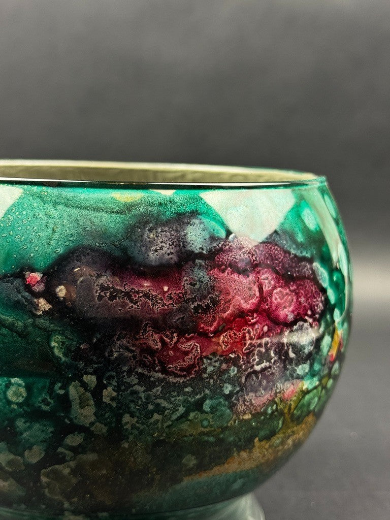 Cache-pot Art Déco en céramique à glaçures flammées – années 1920-30