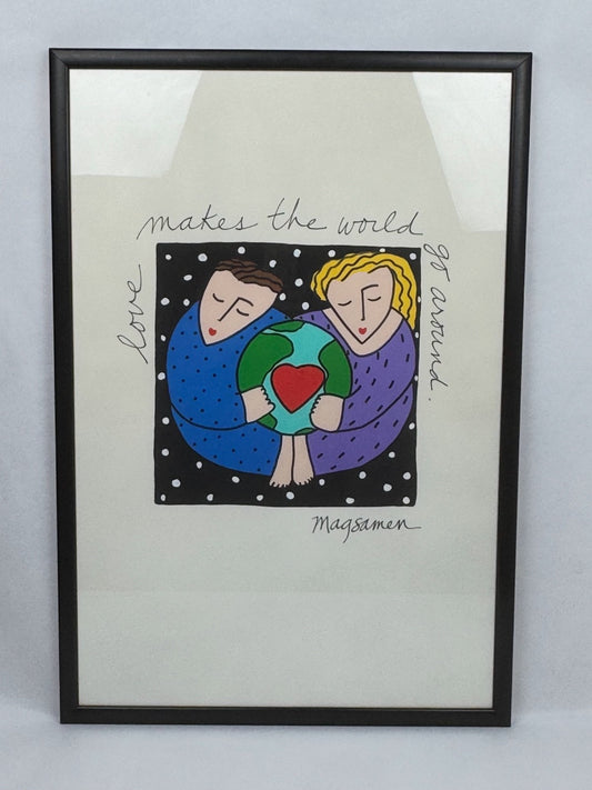 Sandra Magsamen, original 54x79 "Love makes the world go around" c.1990
