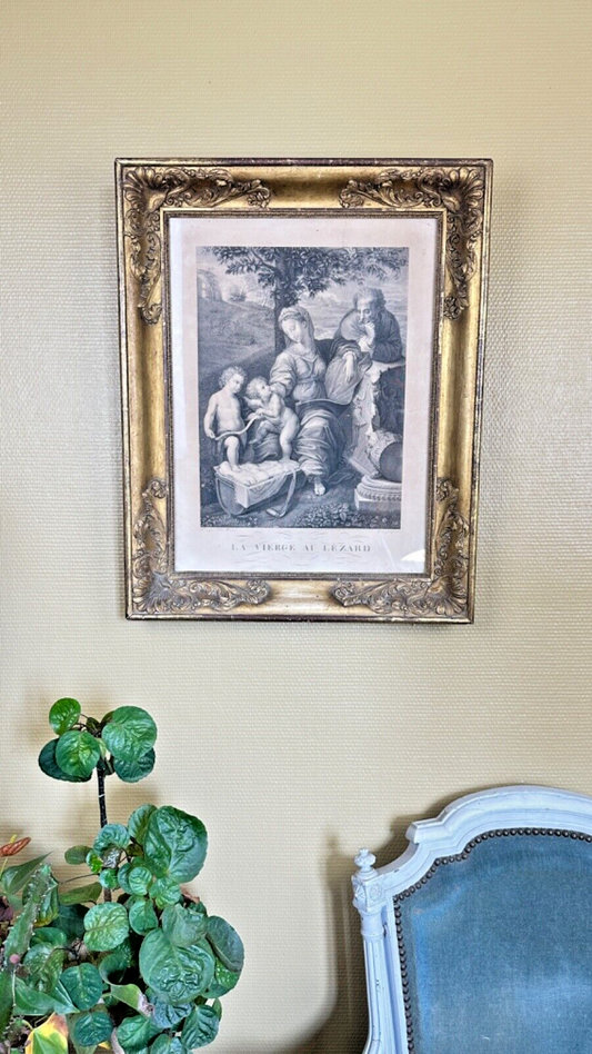 La madone au chêne par Giulo Romano (Jules Romain) - Gravure 19ème