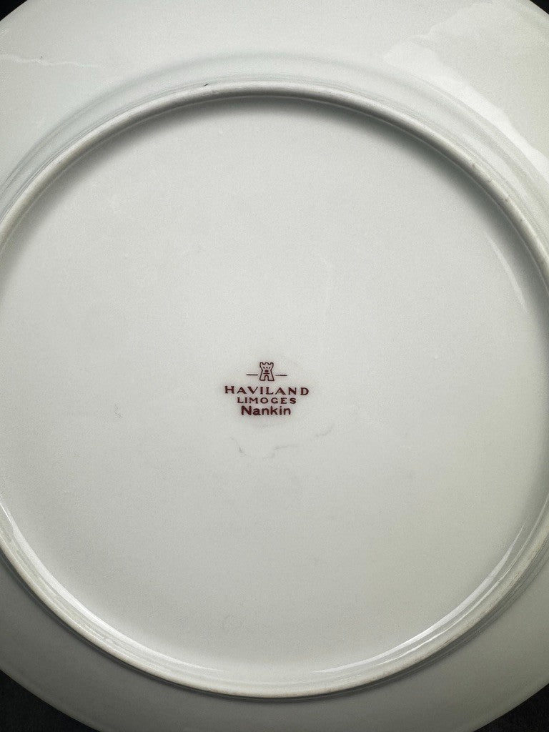 Série de 6 assiettes plates Haviland Limoges Nankin décor bleu et or