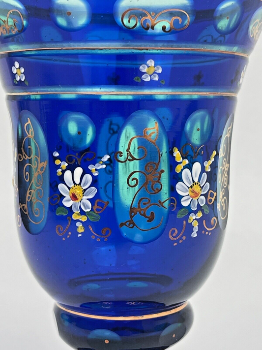 Calice, Vase En Cristal De Bohème Bleu Cobalt