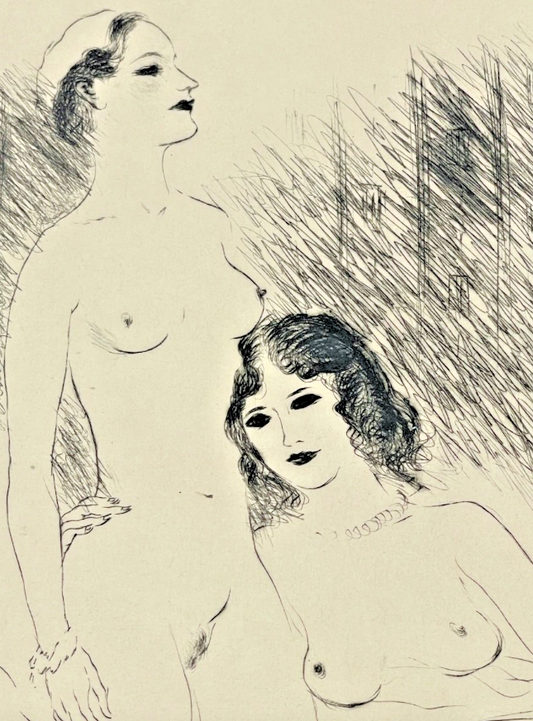 Gravure érotique De Marcel Vertes (1895-1961) - Deux femmes