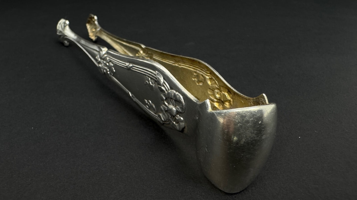 ANCIENNE PINCE A SUCRE METAL ARGENTE art deco sugar tongs
