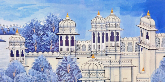 Très belle peinture indienne sur tissu : la procession