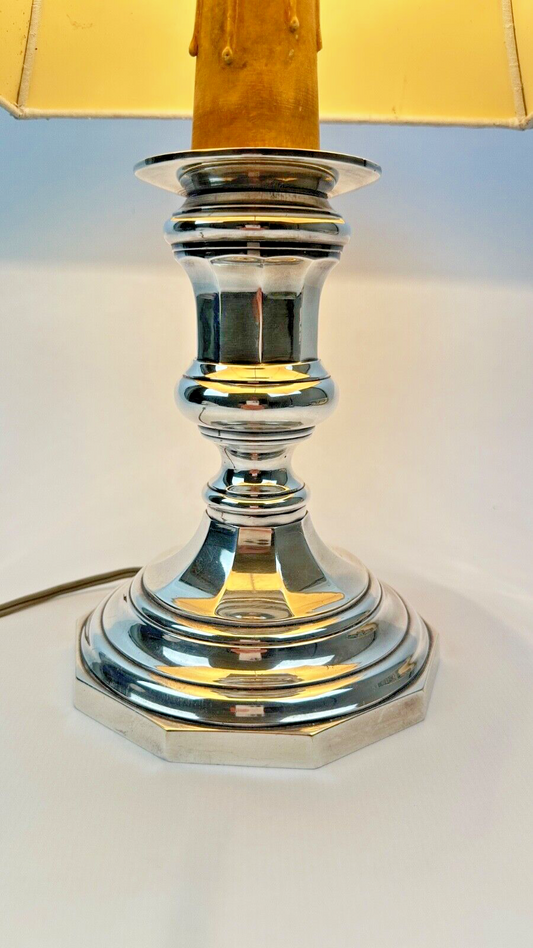 Pied De Lampe En Bronze Argenté, Pique-cierge