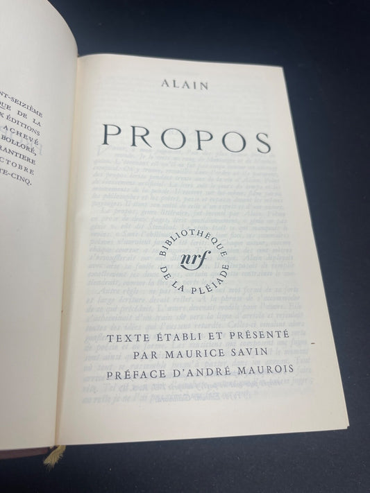 LA PLEIADE : ALAIN - PROPOS / 1965