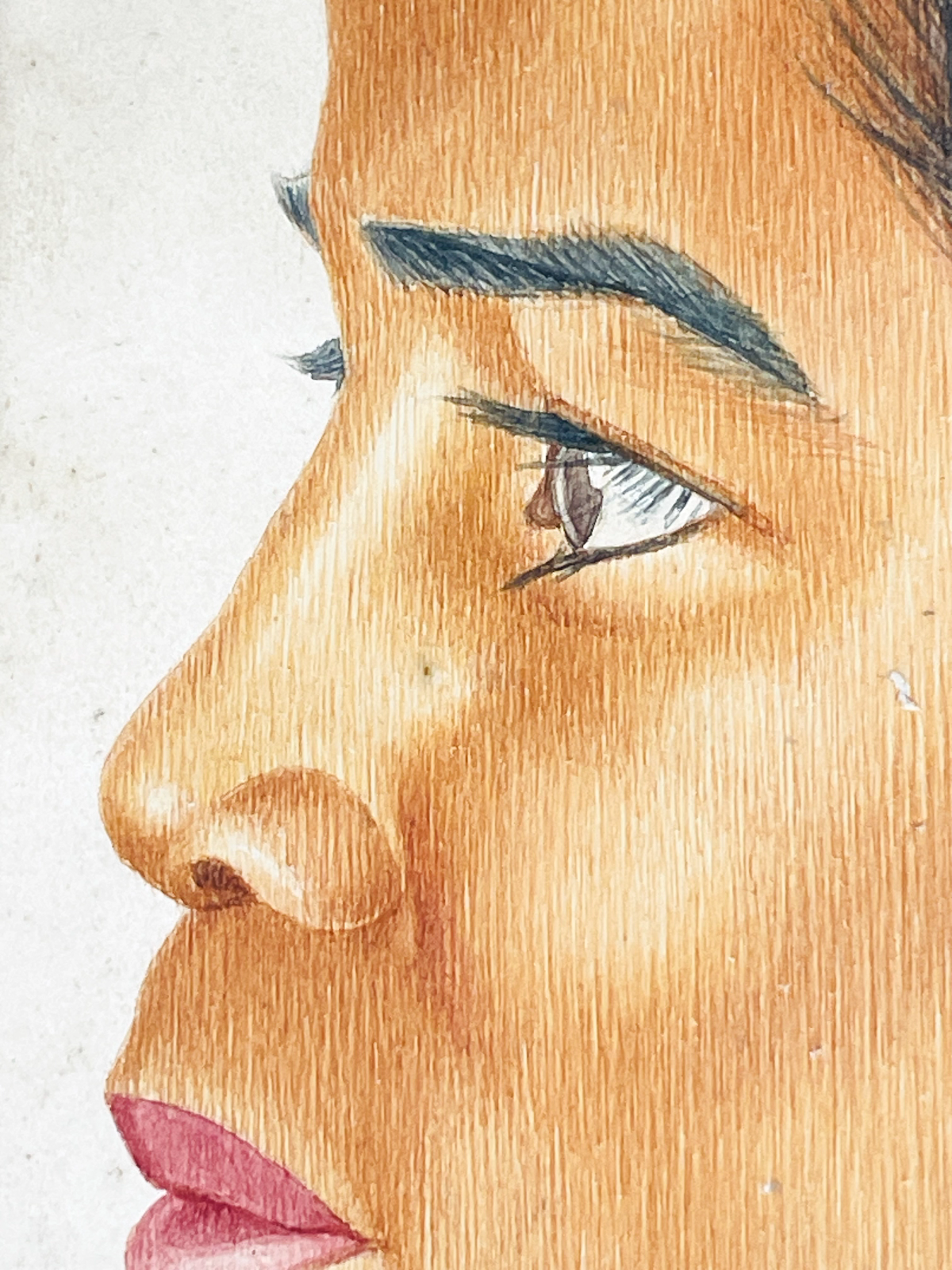 Tableau aquarelle Portrait de jeune Malgache - Madagascar 1956