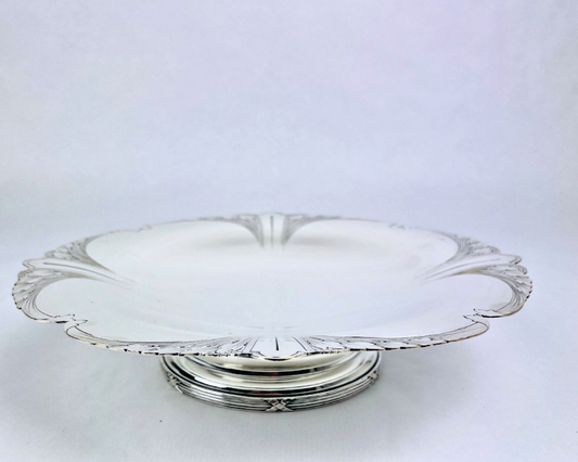 Coupe Sur Pied, Compotier, Centre De Table Art Nouveau Métal Argenté, Phenix