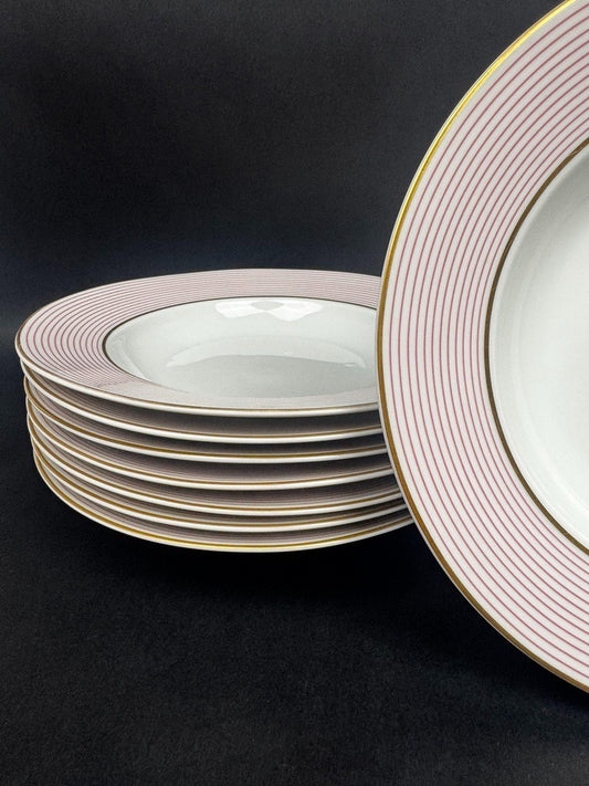 Raynaud, suite de 8 assiettes creuses en porcelaine de Limoges – Mille-Raies