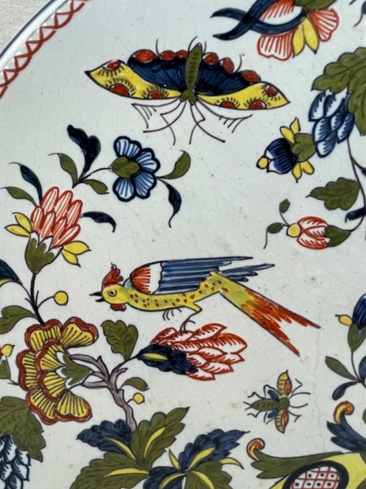 Ancien plat sur pied en faïence de Rouen