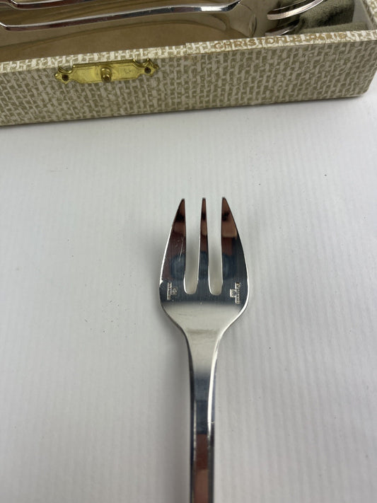 12 fourchettes à huitre en métal argenté Christofle modèle Cluny