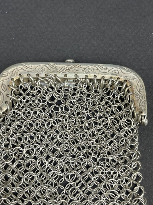 Ancienne bourse, aumônière en argent massif n°7