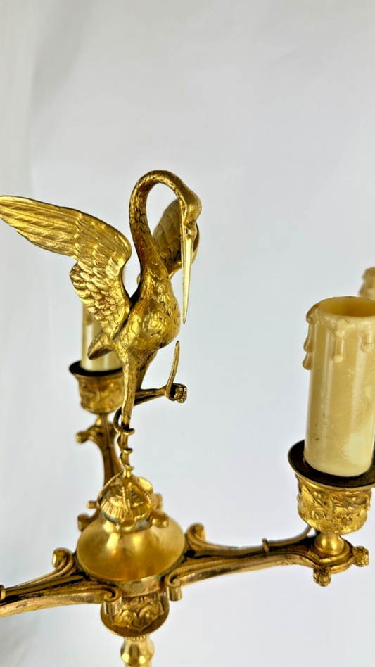 Louis Ferdinand Barbadienne (attribué à) - Paire de candélabres à la cigogne