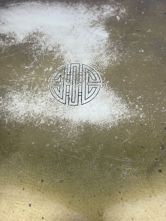 Plateau Asiatique En Laiton Et Bois Symbole bonheur et longévité