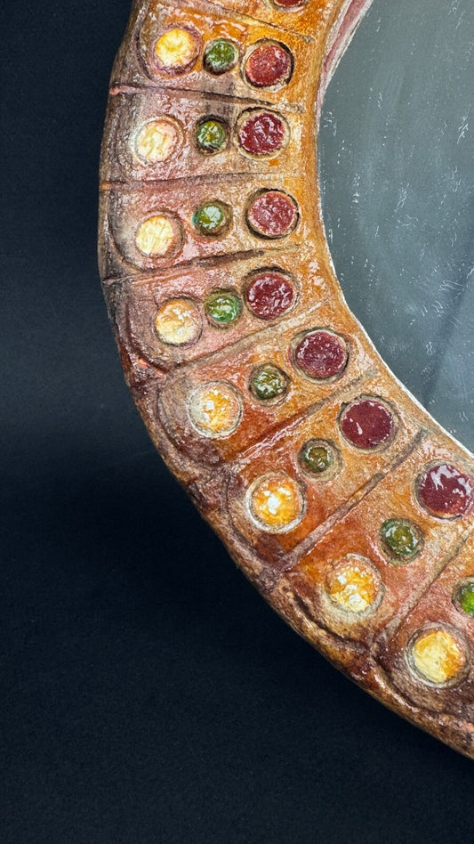 Roland Zobel (1915-2006) Miroir rond en résine années 60 (dans le goût)