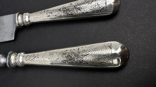 Service à découper manche guilloché argent