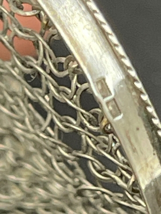 Ancienne petite bourse, aumônière en argent massif Pomar