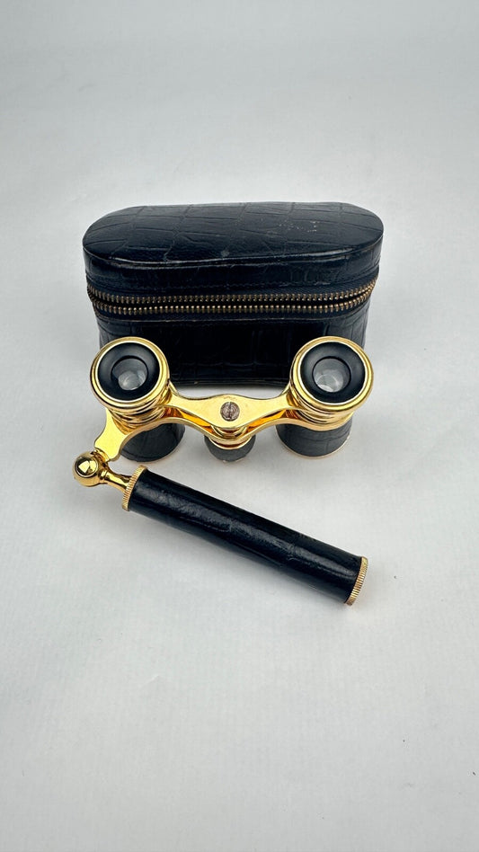 Jumelles de théâtre en cuir avec manche qui fait lampe