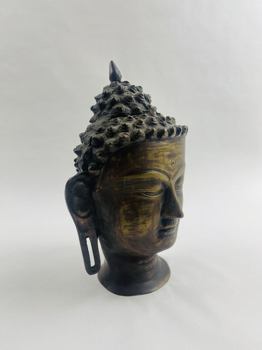 Grande tête de Bouddha en bronze