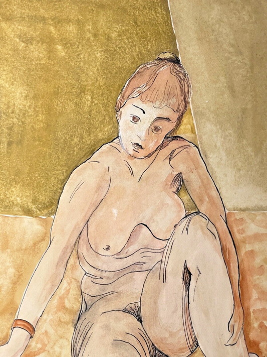 Encre Et Aquarelle, Nu Féminin, signé 1/1 années 40 ?