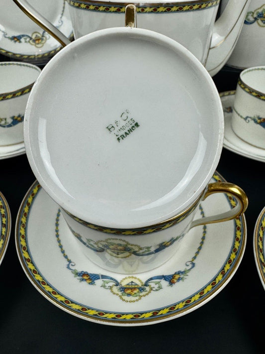 Service à thé en porcelaine Bernardaud Limoges décor Corne d’abondance