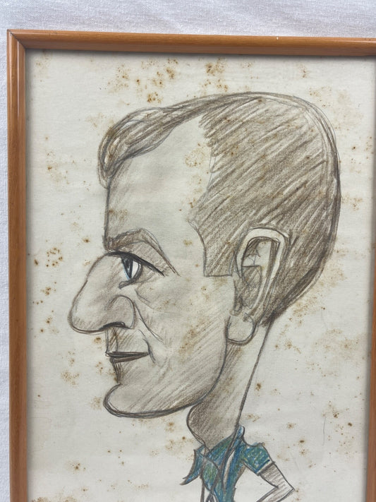Ancien dessin caricature touriste à Mallorque 1965
