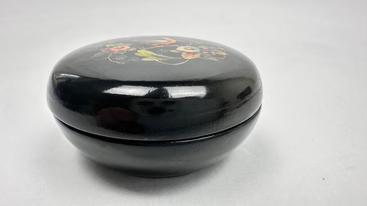 Boite en laque de Palekh, Russie, fleurs et oiseau sur la branche