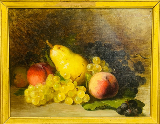 Louise Cécile Descamps-sabouret, Nature Morte Aux Fruits, Huile Sur Toile Signée