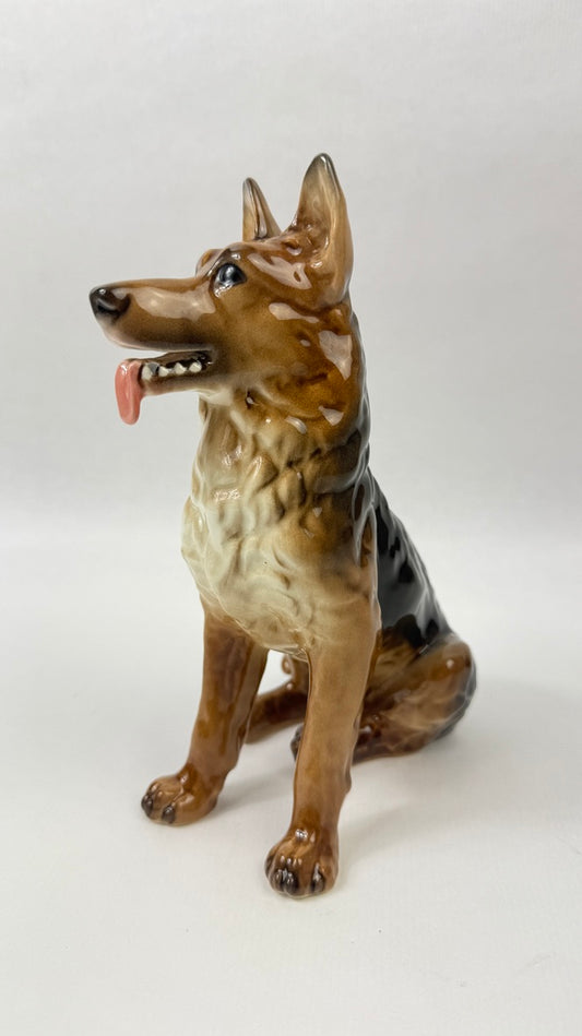 Grand berger allemand assis Goebel Germany en porcelaine vintage