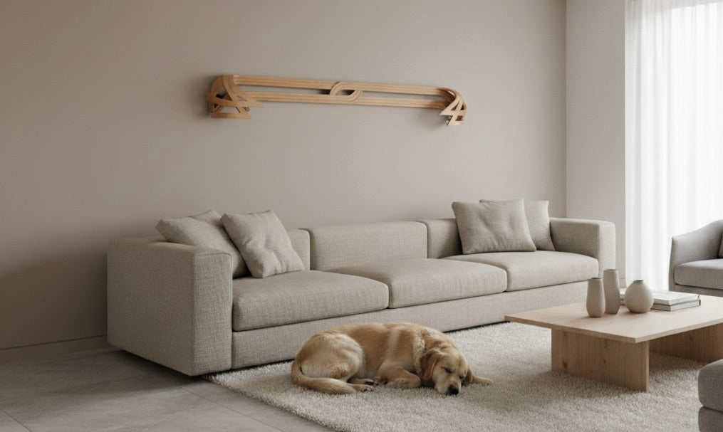 Vincent Gonzalez : applique murale sculptée bois cintré design années 1970