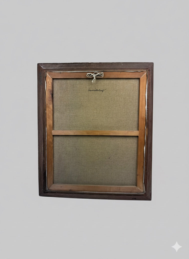 André Robert – Bouquet champêtre dans un pichet en grès – Huile sur toile, 90 × 70 cm