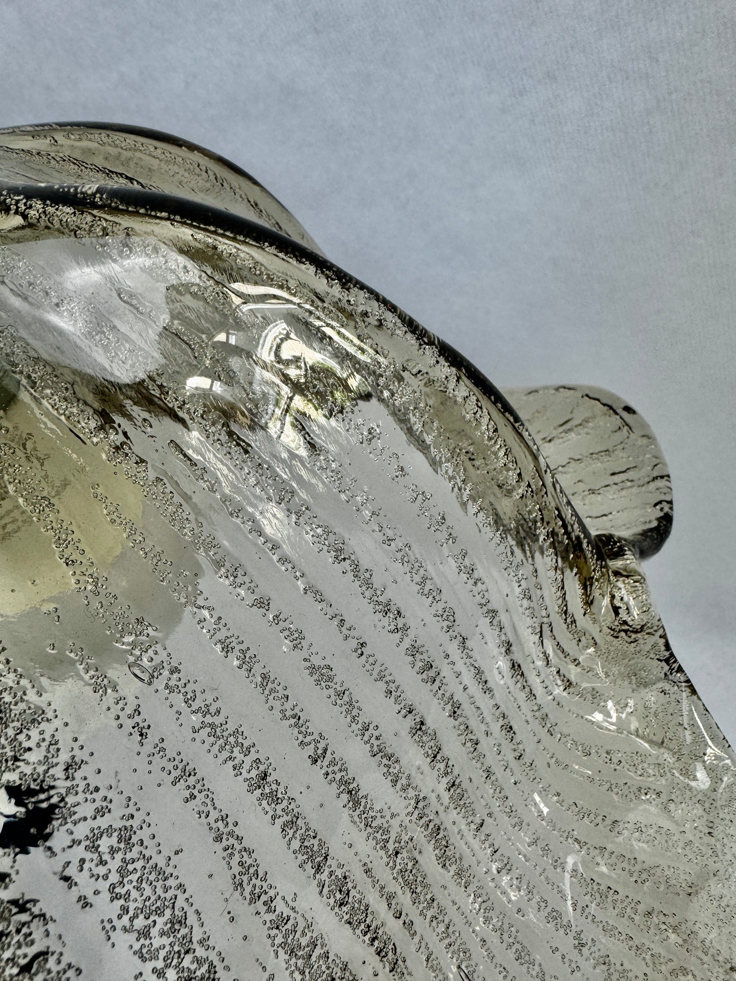 Suspension vintage Briloner Leuchten verre bullé gris fumé 1970