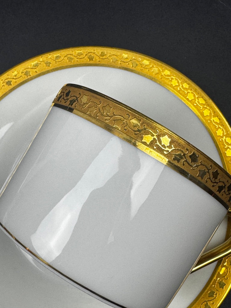 Service à café Limoges Ancienne Fabrique Royale incrustation or