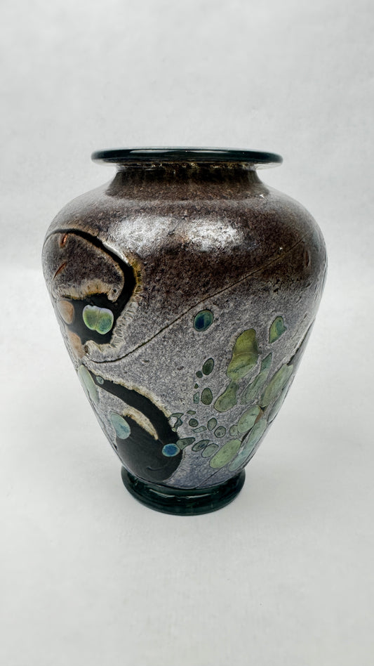 Vase en verre d’art signé René Pierini – Studio glass français, 1985